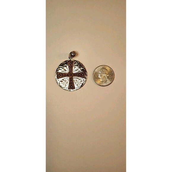 Jerusalem Cross Pendant Silver/Bronze Tone Vintage Cicular Medal Religious - Picture 5 of 9